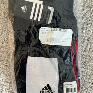 Adidas men’s shorts - black with red stripes - size is XL - new in package
